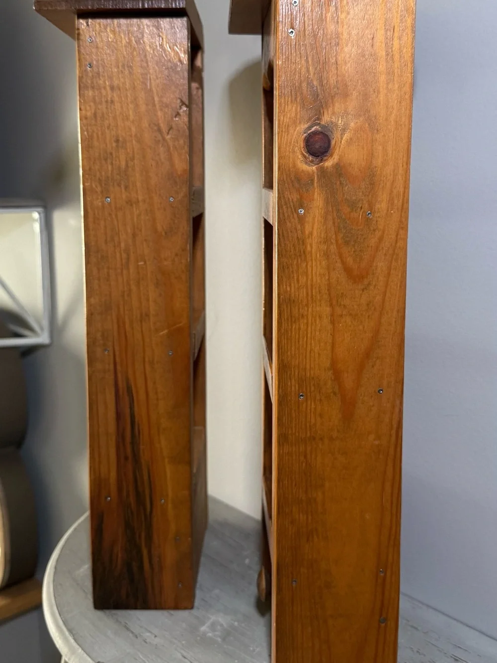 Pair of Wooden Wall Display Shelves in Brown - Brand: